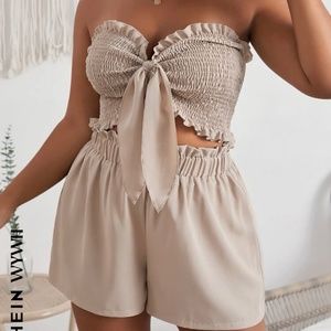Strapless top with matching shorts